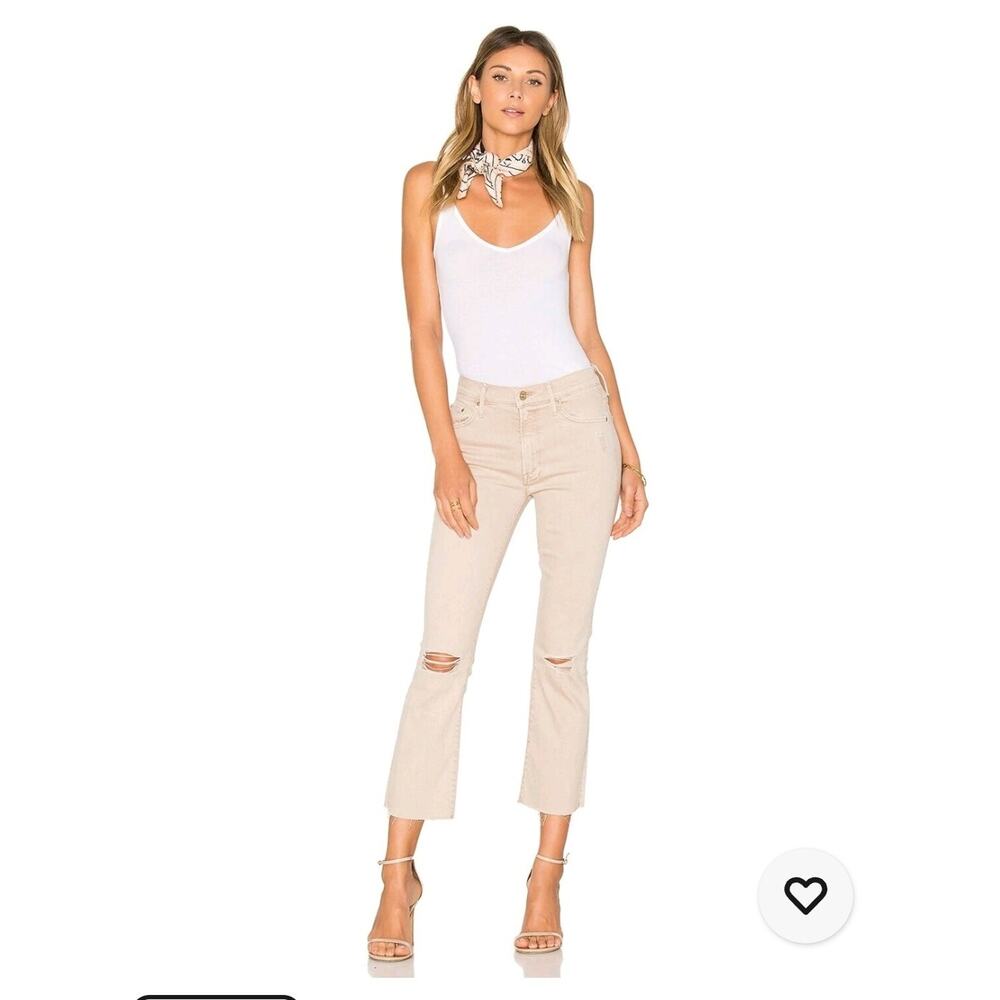 Mother Womens Designer Insider Crop Fray Jeans In Khaki 24